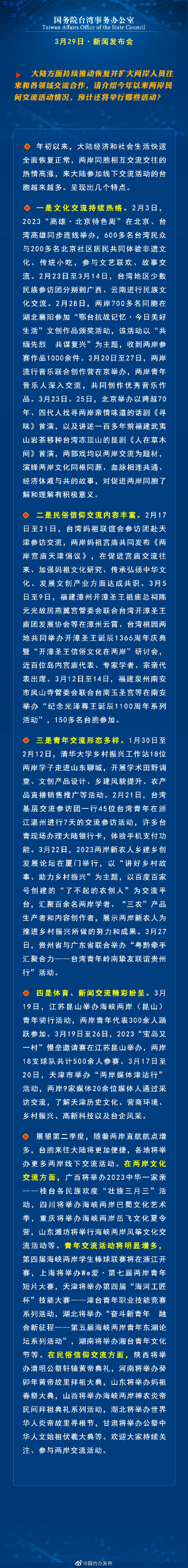 國務院台灣事務辦公室3月29日·新聞發佈會
