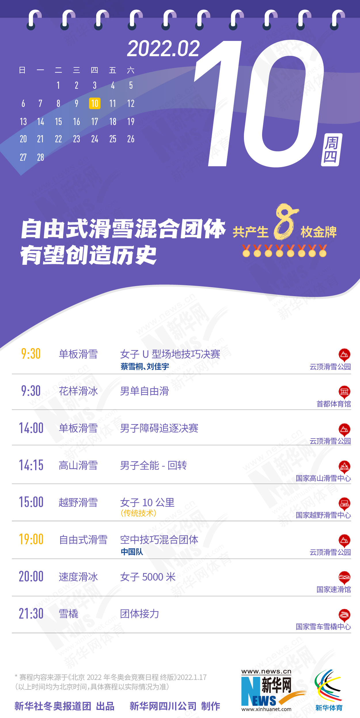 拿走不謝！這份北京冬奧會金牌賽事日曆太讚了