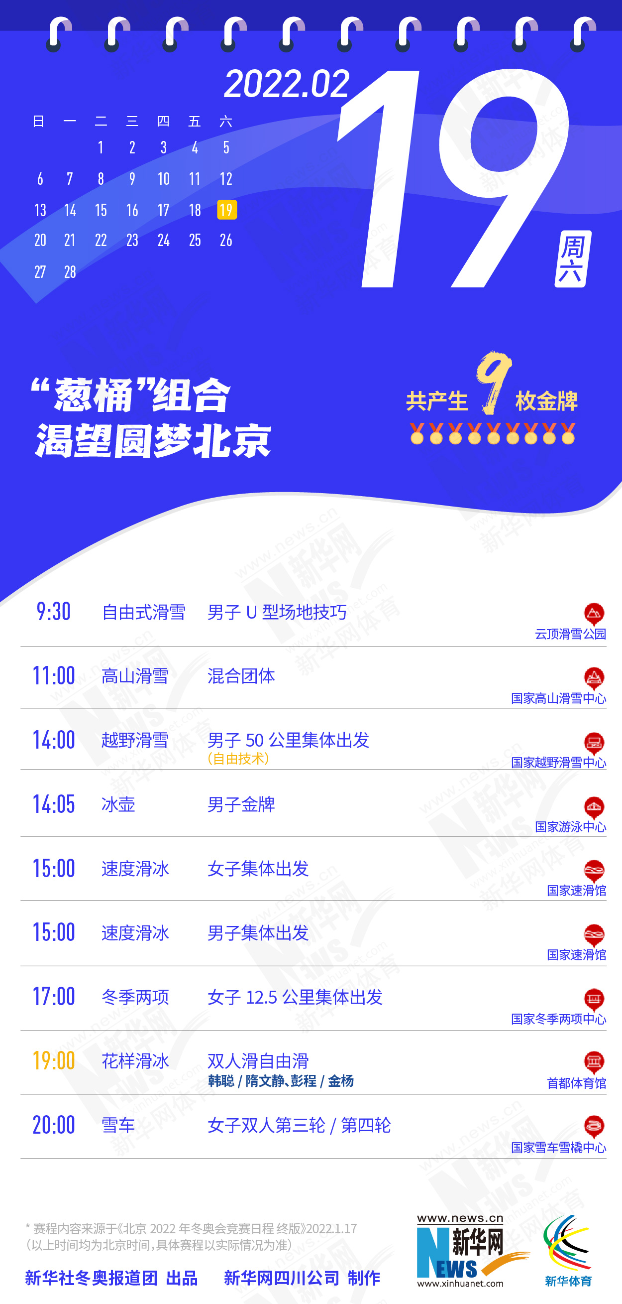 拿走不謝！這份北京冬奧會金牌賽事日曆太讚了