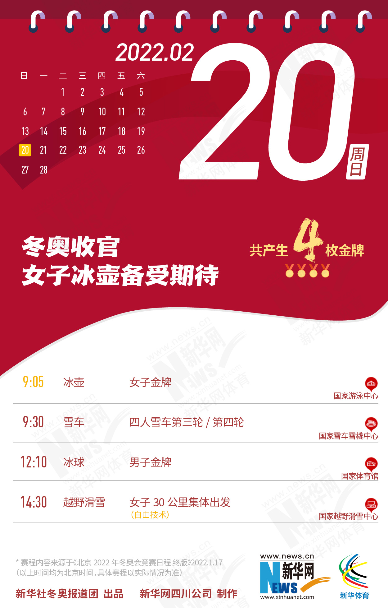 拿走不謝！這份北京冬奧會金牌賽事日曆太讚了