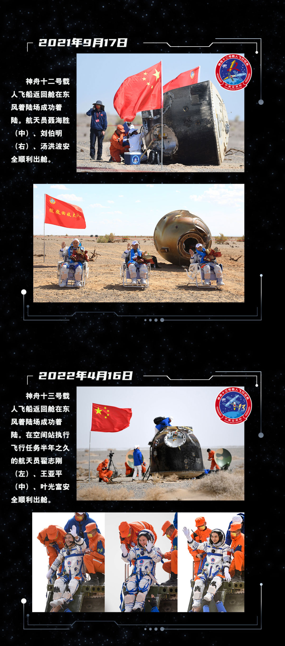 太空歸來 盤點20年航天員落地出艙時刻
