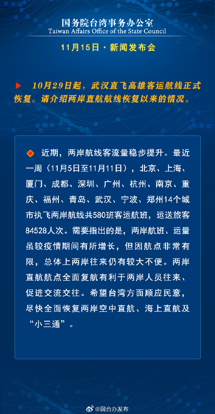 國務院台灣事務辦公室11月15日·新聞發佈會
