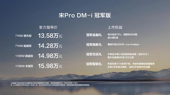 油電同價 顛覆燃油 宋Pro DM-i冠軍版71KM起步 13.58萬元起_fororder_image001