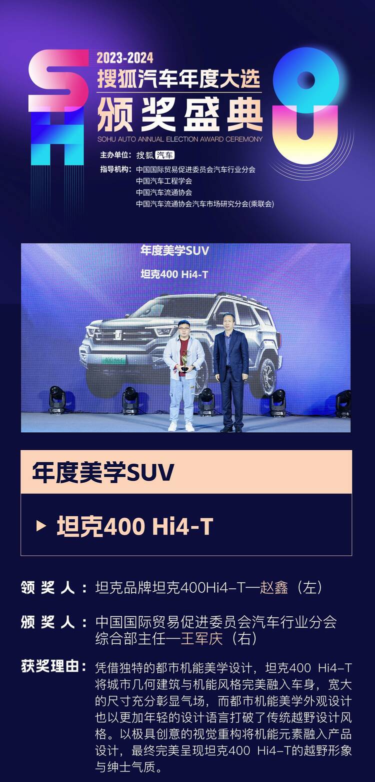 【汽車頻道 資訊+移動端資訊】2023年"卷王們"都是誰? 2023-2024搜狐汽車年度大選頒獎盛典37項大獎揭曉