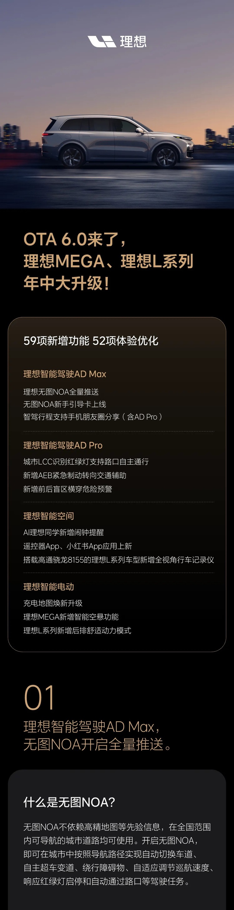 理想汽車發佈OTA 6.0無圖NOA全量推送 智慧空間和智慧電動全面進化_fororder_image001