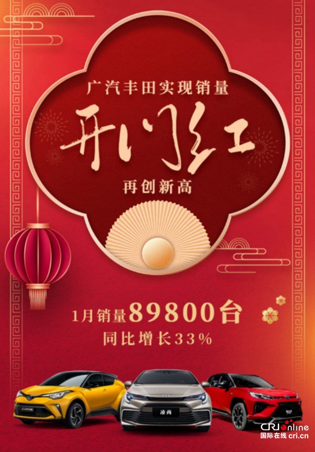 汽車頻道【資訊】廣汽豐田1月銷量達89800台 同比勁增33%再創歷史新高
