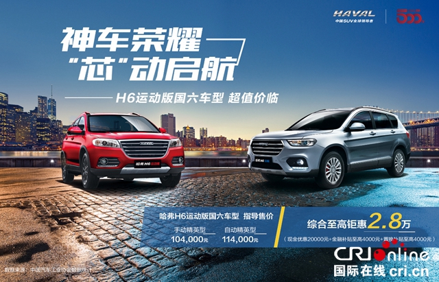 汽車頻道【供稿】【資訊】升級國六 哈弗H6運動版新車上市 10.4萬起 更享8折優惠