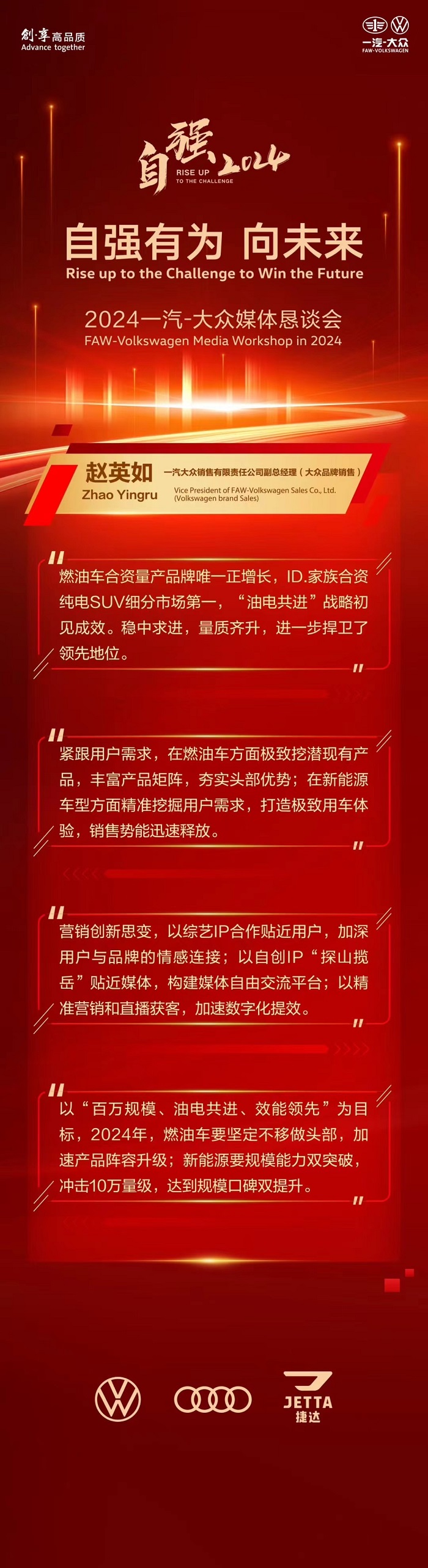 【汽車頻道 資訊】一汽-大眾：篤行23三足鼎立191萬輛 自強24油電共進雙線進發