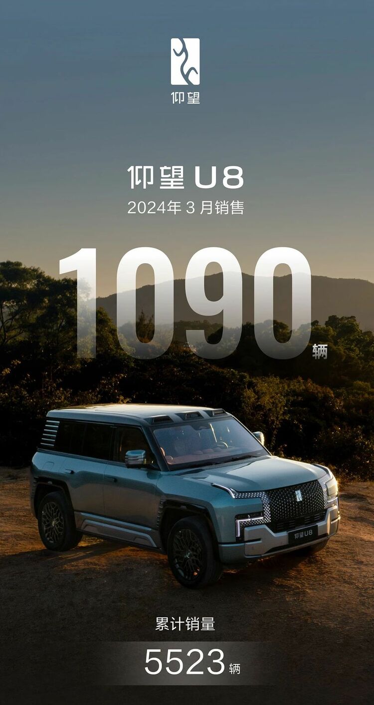 3月銷售1090輛 累計銷售5523輛 仰望U8持續穩居百萬級新能源SUV銷冠_fororder_501e90e4b6652606f7466d41f2f42538