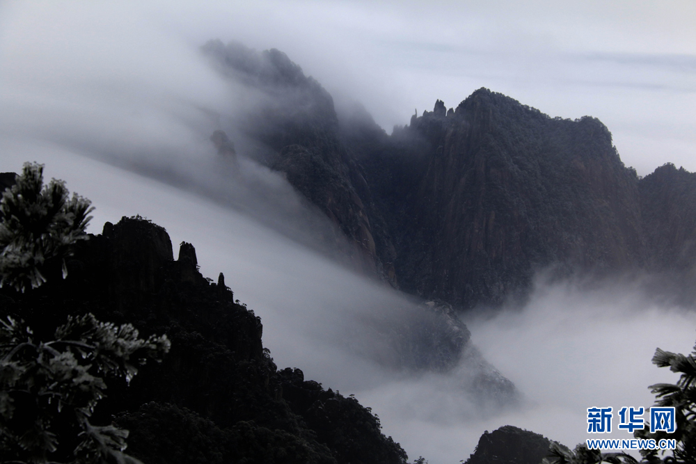 安徽黃山：流雲度山海 飛雪又春風