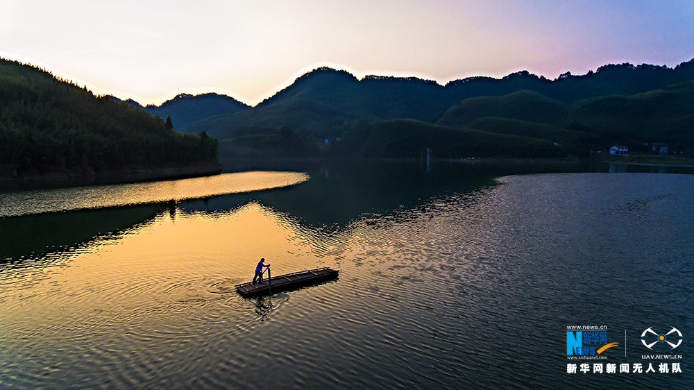 重慶梁平：無人機航拍“天池”竹豐湖 人間好風景