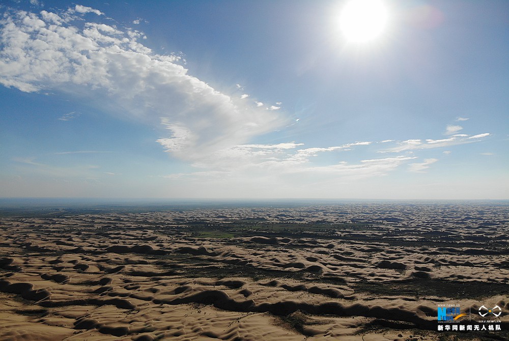 航拍內蒙古庫布其沙漠恩格貝旅遊景區