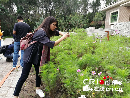 埃及《CHINA TODAY》供稿人梅•阿舒爾被園區內的鮮花吸引，用手機拍照。_fororder_埃及《CHINA TODAY》供稿人梅•阿舒爾被園區內的鮮花吸引，用手機拍照。