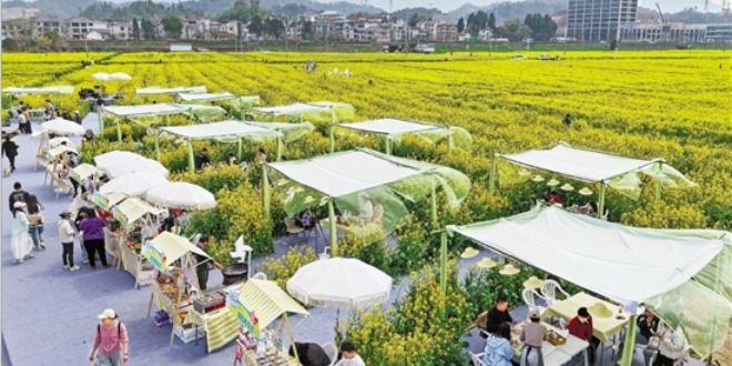 浙江杭州：花田市集熱鬧啟幕