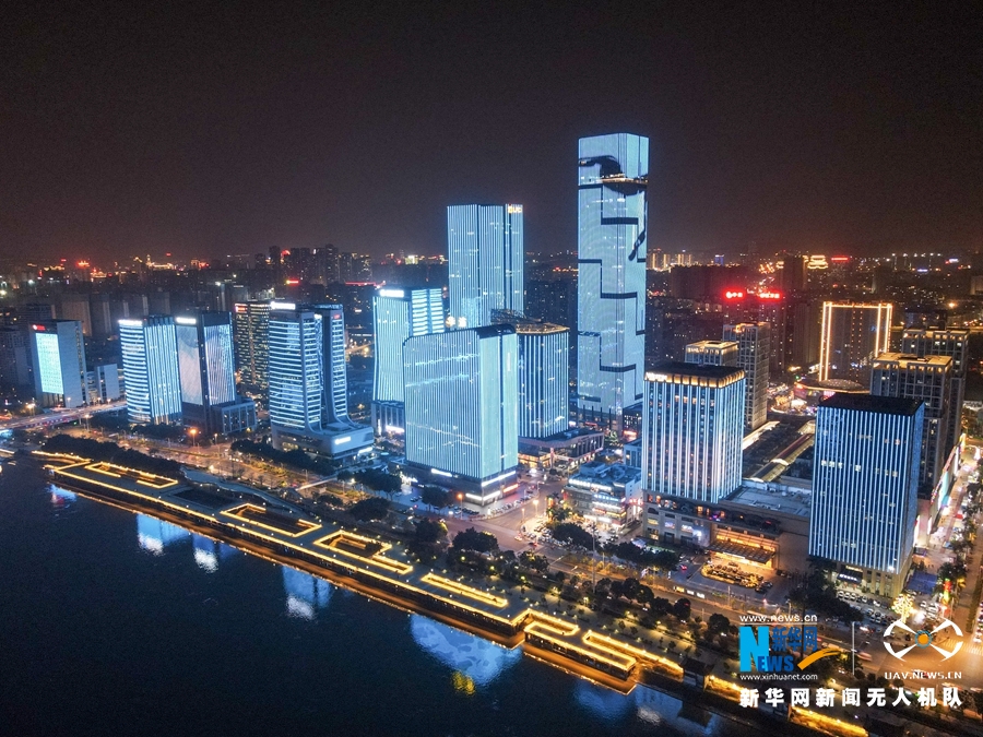 航拍：閩江燈光夜景慶新春