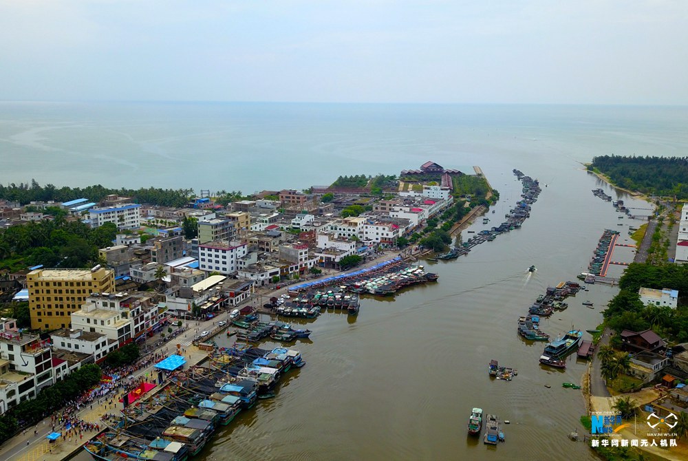 航拍海南潭門“趕海”節