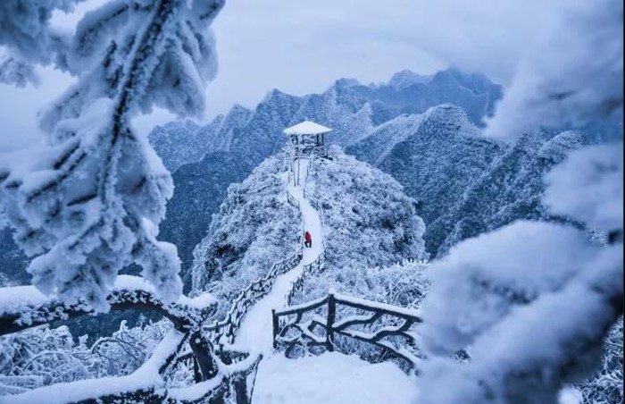 重慶秀山川河蓋景區雪後展美景