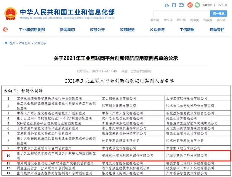 2021工業互聯網平臺創新領航應用 重慶這家企業上榜