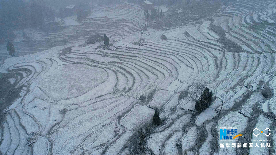 【城市遠洋帶圖】重慶酉陽：雪映古梯田 南國村落美