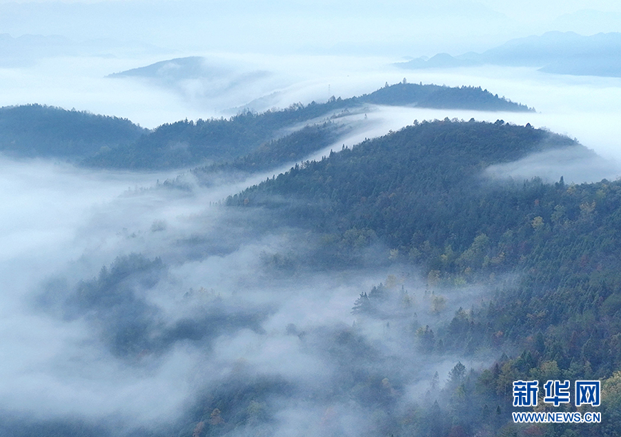 重慶酉陽：群山雲海相襯 盡顯冬日山鄉之美