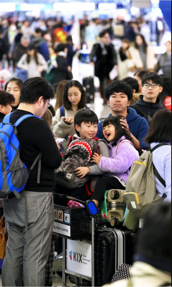 日本關西機場迎來新年出境熱潮 韓國與中國最有人氣