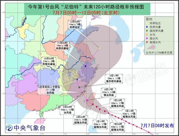 颱風尼伯特9日登陸福建 華東有狂風暴雨