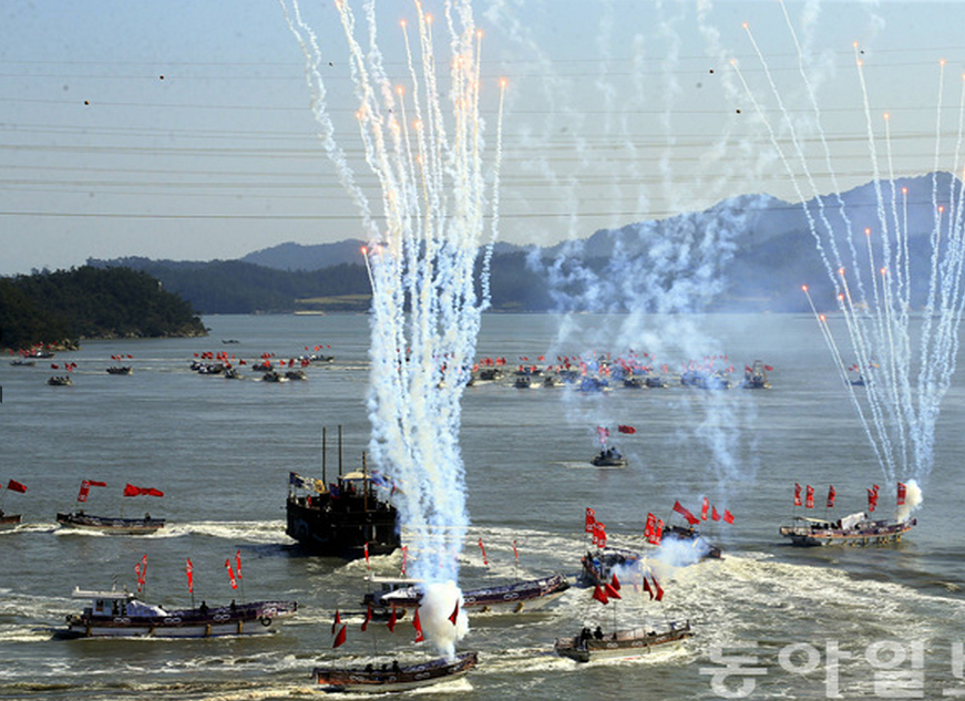 韓國舉行“鳴梁大捷”慶典 重現400年前抗倭海戰(網頁截圖)