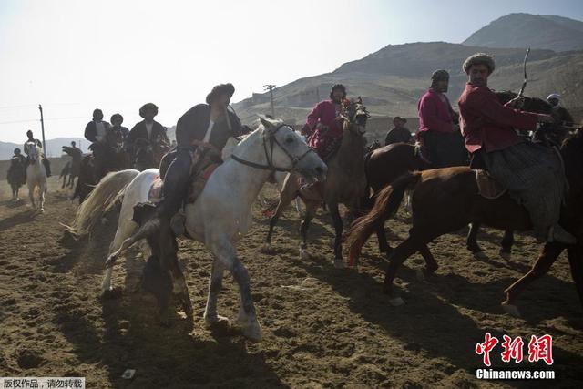 阿富汗舉辦傳統國賽 騎手馬背上搶羊屍體