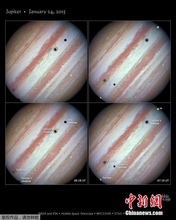 NASA同時觀測到木星四大衛星 百年一遇