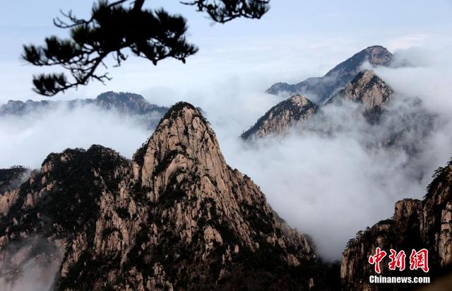 安徽黃山現羊年首場壯觀雲海