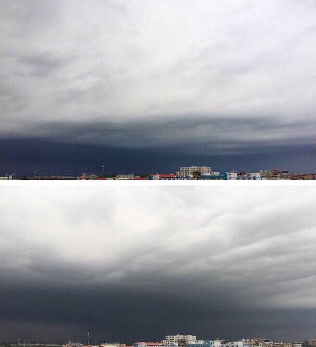 廣州普降大雨 天空黑雲密布猶如恐怖大片