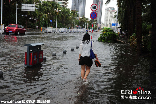 颱風"鯨魚"掠過三亞 道路積水大樹倒地