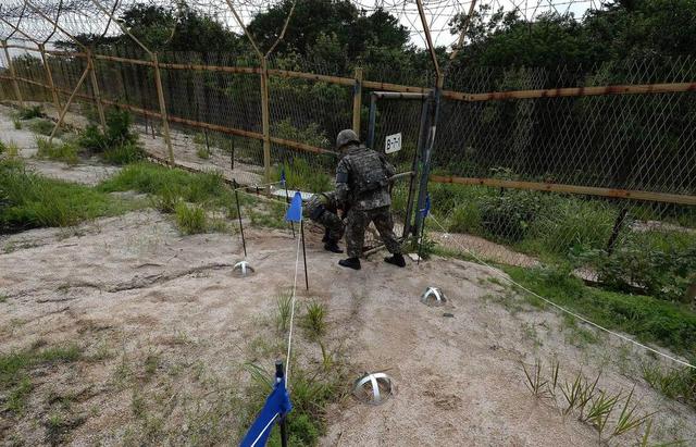 韓軍人在朝韓非軍事區被地雷炸傷現場曝光