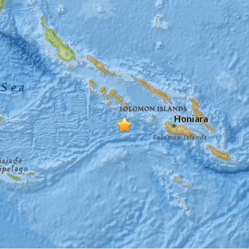 所羅門群島海域發生6.4級地震 震源深度5公里