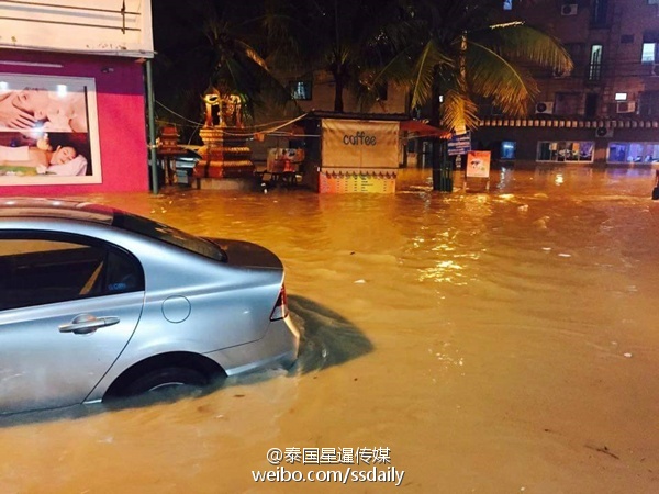 颱風暴雨過境泰國 芭提雅城內澇嚴重