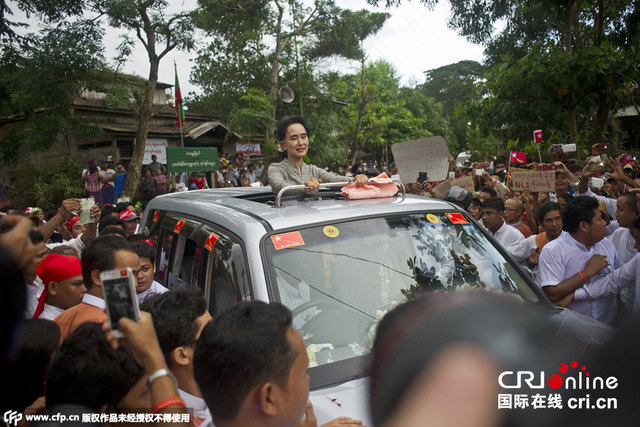 緬甸反對黨領袖昂山素季舉行競選集會