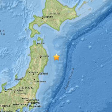 日本東部海域發生5.6級地震 震源深度17.5公里