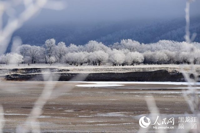 黑龍江呼瑪：中俄界江兩岸呈現霧凇美景