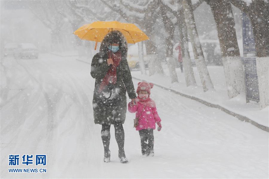 山東煙臺普降大雪