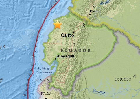 厄瓜多爾沿海發生6.7級地震 不會形成破壞性海嘯