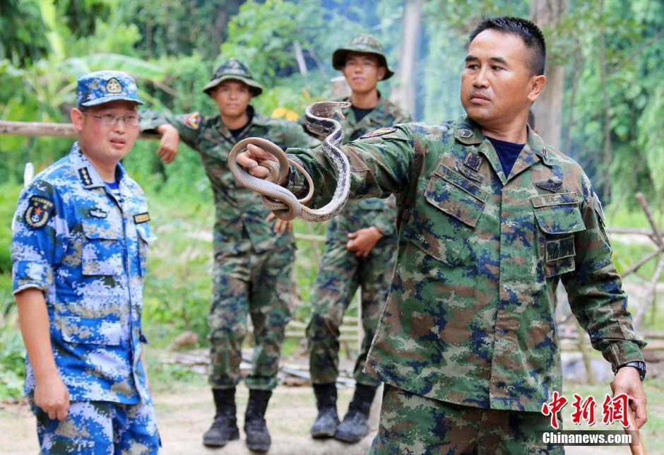 中泰海軍陸戰隊聯合訓練：泰方示範野戰生存科目