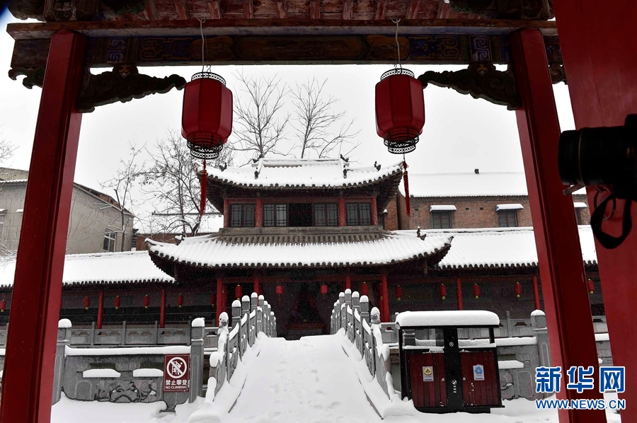 河南沁陽：博物館雪景更迷人