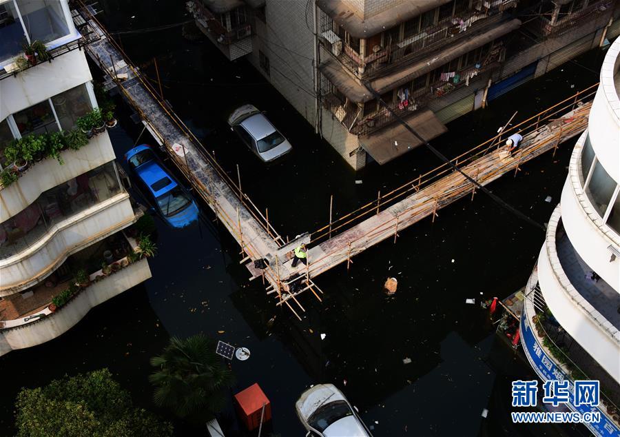 武漢：搶搭棧橋積極應對第五輪強降雨