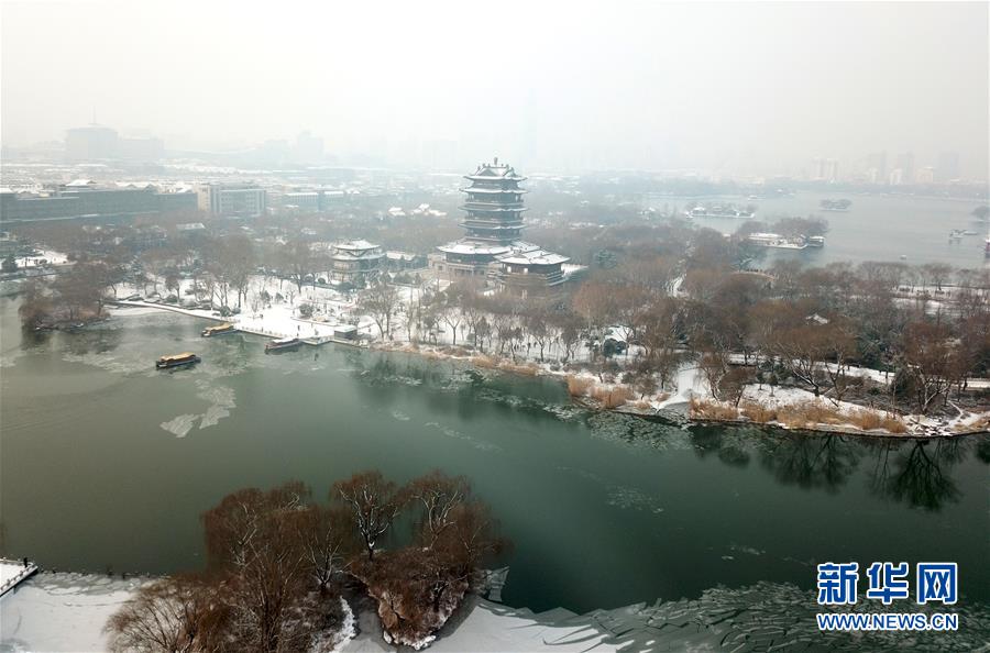 山東濟南：雪後大明湖美如畫