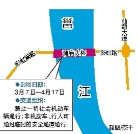 【熱門文章-圖文】蒲廟大橋3月7日起將全封閉維修 機動車過江請繞行