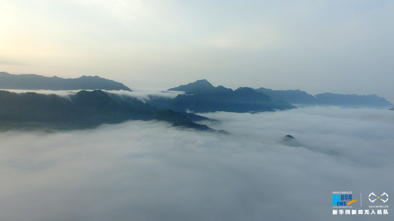 航拍湖北恩施毛壩鎮楠木村雲海山村