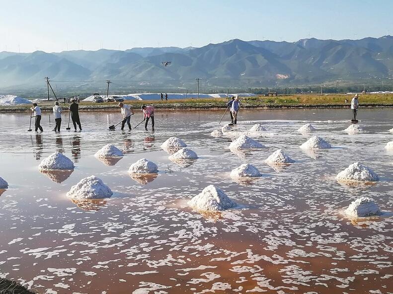 山西：自然饋贈　七彩鹽湖