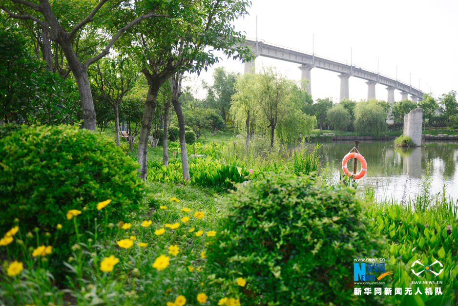 煤灰山變身濕地公園 航拍武漢青山戴家湖公園