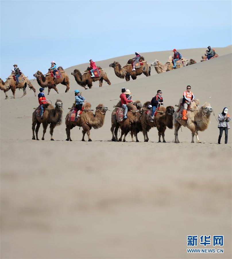 一帶一路·好風光 敦煌鳴沙山上體驗大漠駝隊