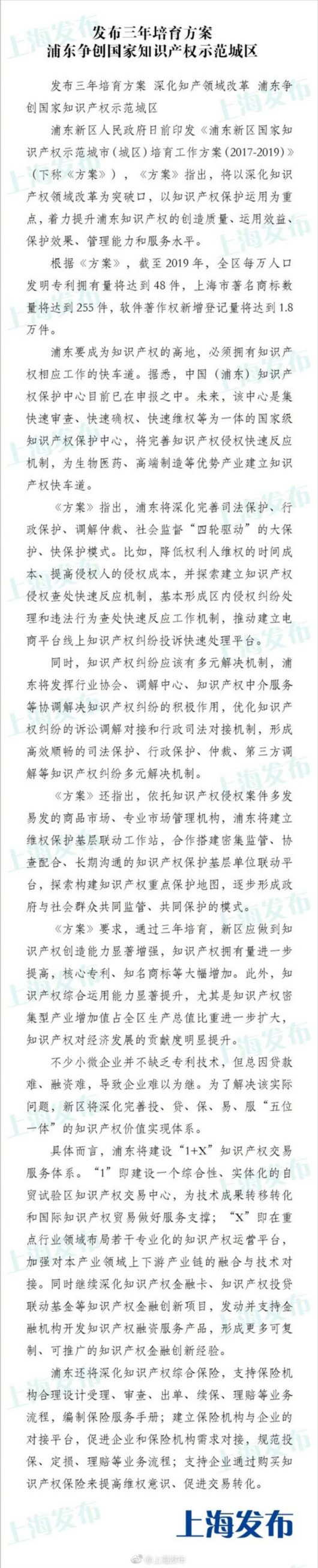 【區縣新聞】浦東爭創國家知識産權示範城區